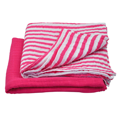 Muslin Swaddle Blanket made from Organic Cotton - Hot Pink