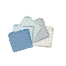Load image into Gallery viewer, Muslin Face Cloths made from Organic Cotton (5pk)-12&quot; x 12&quot;