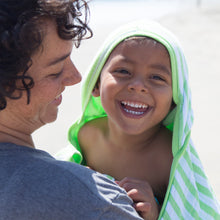 Load image into Gallery viewer, Muslin Hooded Towel made from Organic Cotton Aqua 0mo/4yr