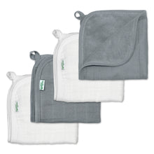 Load image into Gallery viewer, Muslin Washcloths made from Organic Cotton (4pk)-Gray Set-11" x 11"