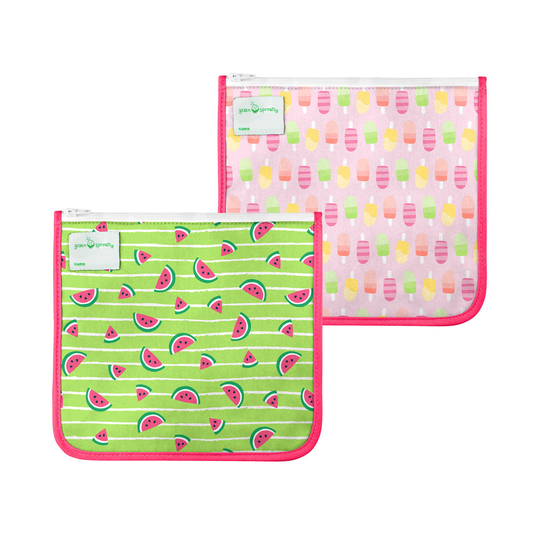 Reusable Insulated Sandwich Bags (2 pack)-Pink Popsicles-6 mo+