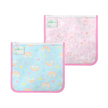 Load image into Gallery viewer, Reusable Insulated Sandwich Bags (2 pack)-Aqua Rainbows-6 mo+