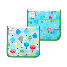 Load image into Gallery viewer, Reusable Insulated Sandwich Bags (2 pack)-Aqua Hot Air Balloon-6 mo+