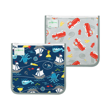 Load image into Gallery viewer, Reusable Insulated Sandwich Bags (2 pack)-Navy Pirate Set-6 mo+