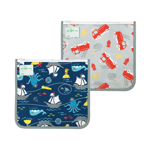 Reusable Insulated Sandwich Bags (2 pack)-Navy Pirate Set-6 mo+