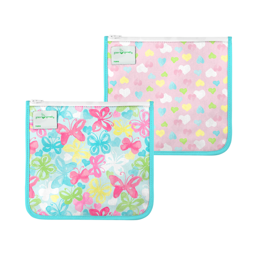 Reusable Insulated Sandwich Bags (2 pack)-Aqua Butterflies Set-6 mo+