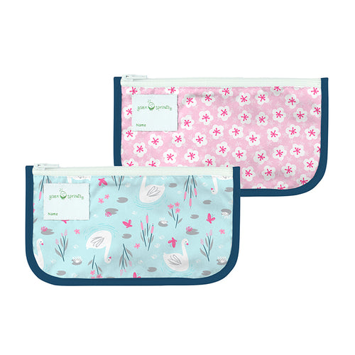 Reusable Snack Bags (2 pack)-Aqua Swan Set-6 mo+