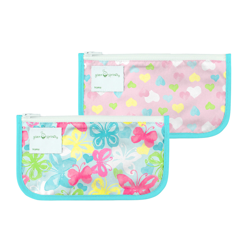 Reusable Snack Bags (2 pack)-Aqua Butterflies Set-6 mo+