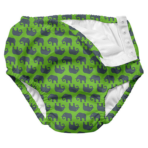 Mix and Match Ultimate Snap Swim Diaper - Lime Geo Elephant