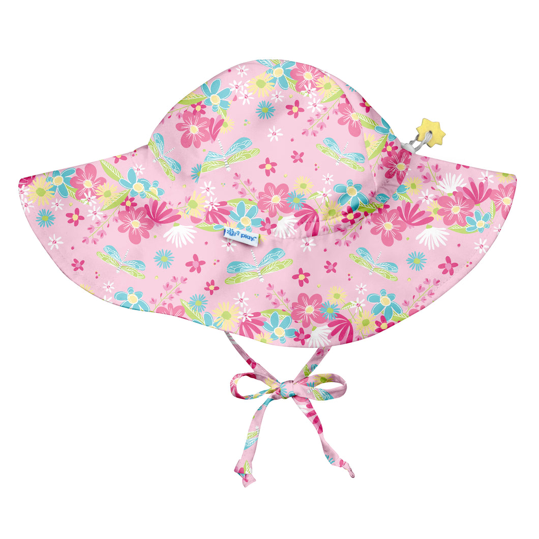 Brim Sun Protection Hat-Light Pink Dragonfly Floral