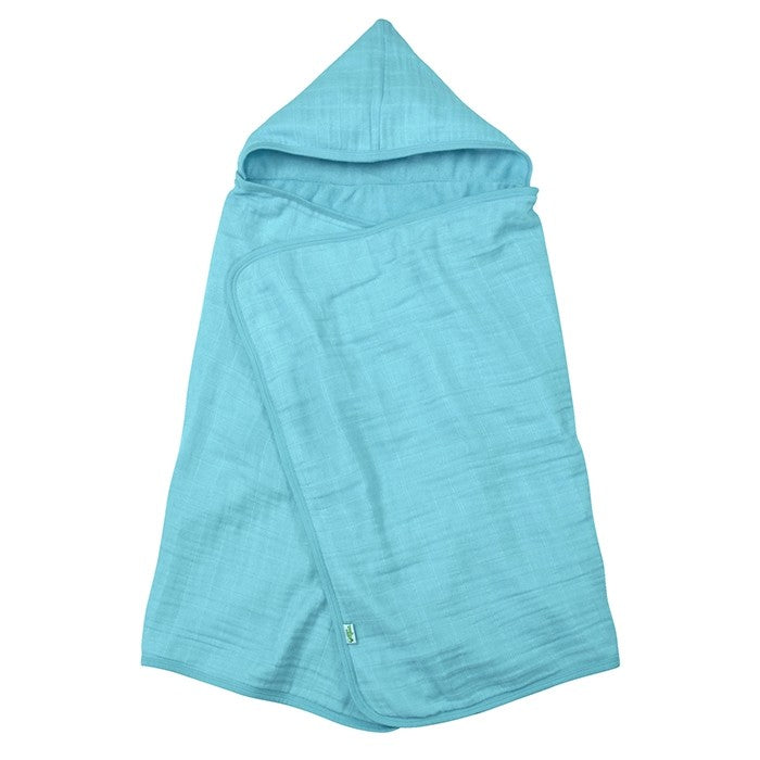 Muslin Hooded Towel made from Organic Cotton-Aqua-0mo/4yr