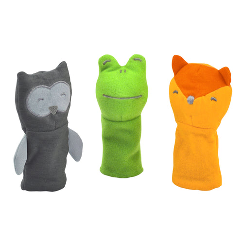 Organic Finger Puppets 3pk with Gray, Green, Orange Set