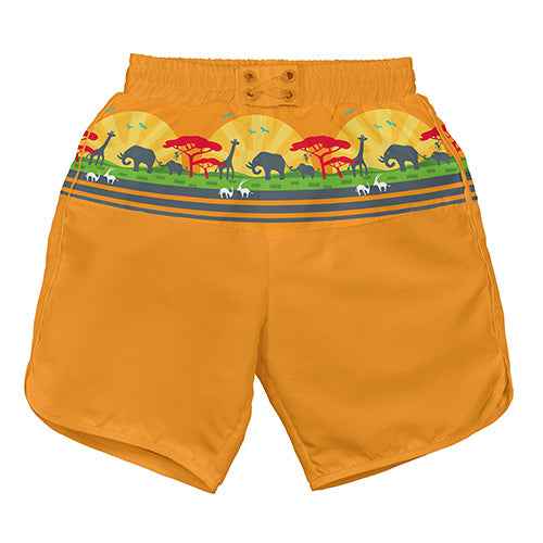 Mix and Match Ultimate Swim Diaper Panel Board Shorts - Orange Safari Sunset