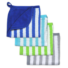 Load image into Gallery viewer, Muslin Washcloths made from Organic Cotton (4pk)-Royal Blue Set-11&quot; x 11&quot;