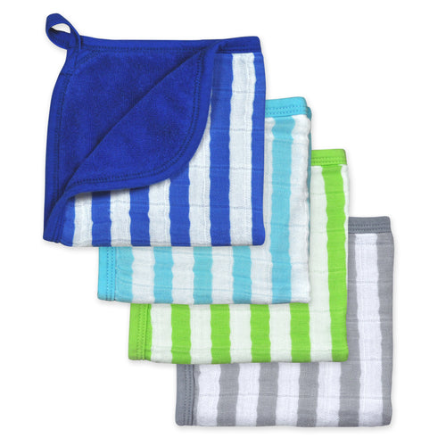 Muslin Washcloths made from Organic Cotton (4pk)-Royal Blue Set-11