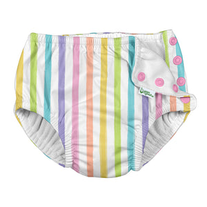 Snap Reusable Absorbent Swimsuit Diaper-Rainbow Stripe