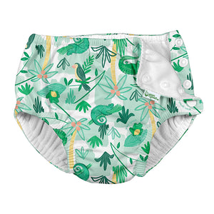 Snap Reusable Absorbent Swimsuit Diaper-Green Tropical Jungle