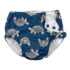 Snap Reusable Absorbent Swimsuit Diaper-Navy Tortoises