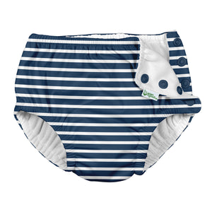 Snap Reusable Absorbent Swimsuit Diaper-Navy Stripe