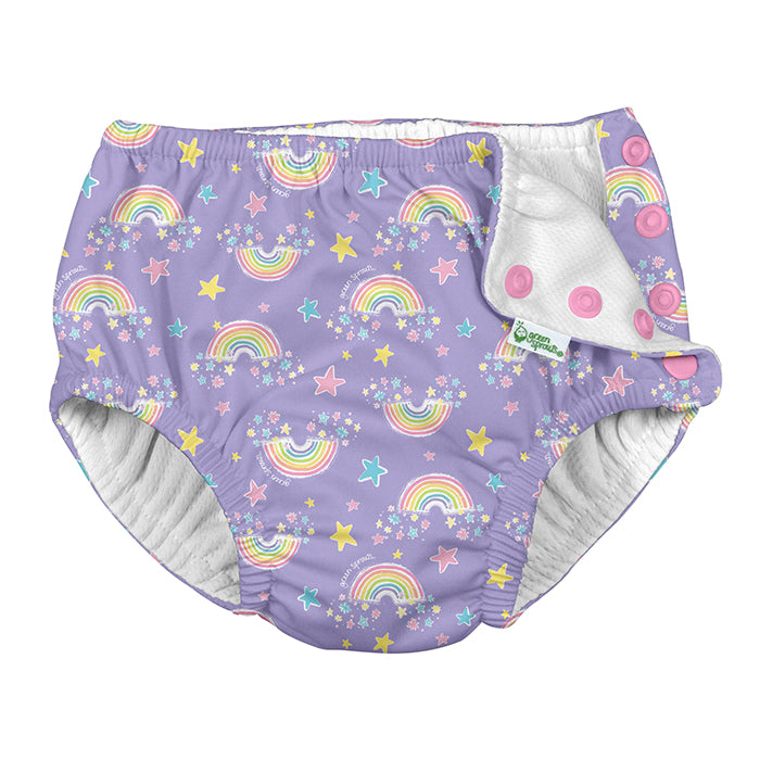 Snap Reusable Absorbent Swimsuit Diaper-Violet Rainbows