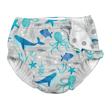 Load image into Gallery viewer, Snap Reusable Absorbent Swimsuit Diaper-Gray Undersea