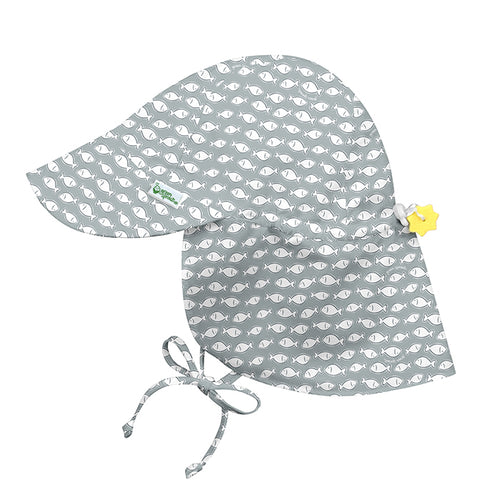 Flap Sun Protection Hat-Gray Fish Geo