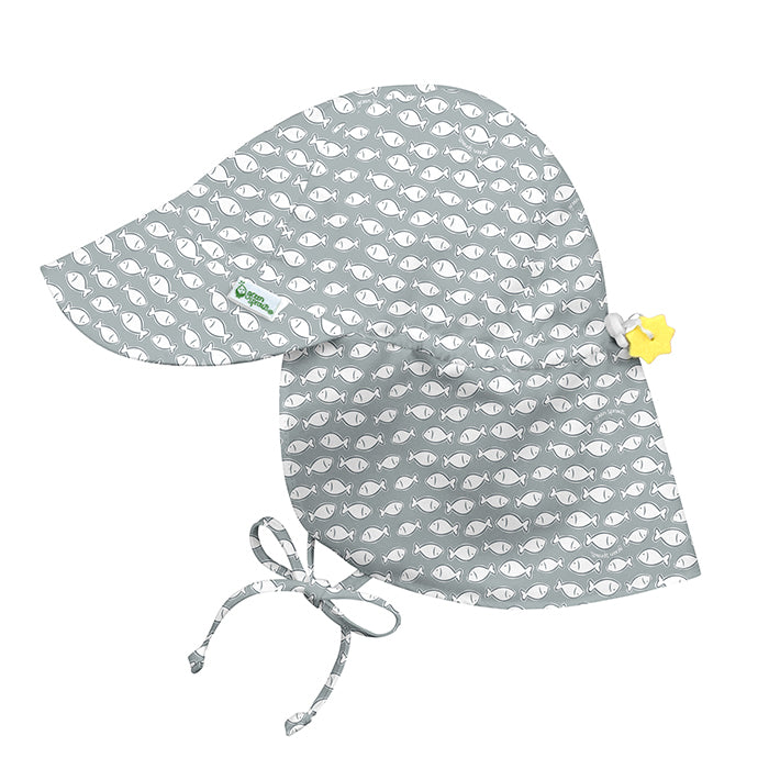 Flap Sun Protection Hat-Gray Fish Geo
