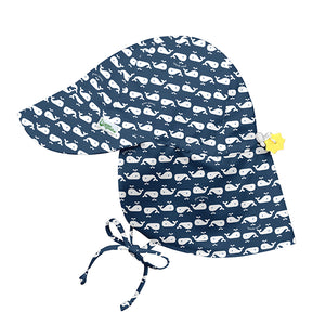 Flap Sun Protection Hat-Navy Whale Geo