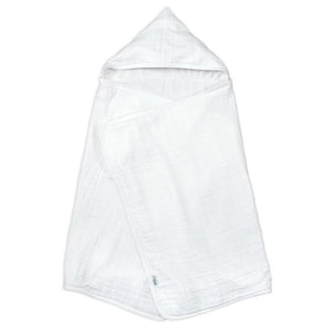 Muslin Hooded Towel made from Organic Cotton-White-0mo/4yr