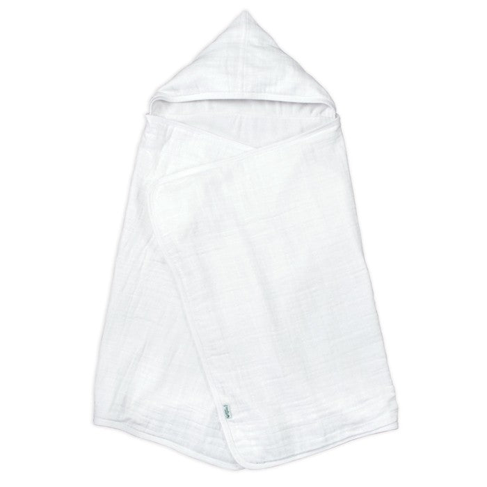Muslin Hooded Towel made from Organic Cotton-White-0mo/4yr