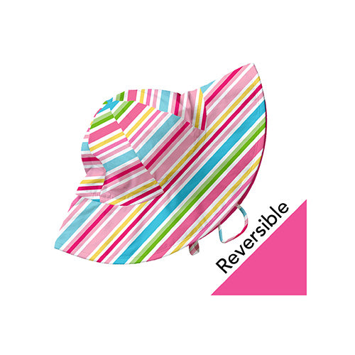 Mix and Match Reversible Brim Sun Protection Hat-Pink Multistripe
