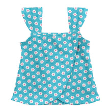 Load image into Gallery viewer, Classic Ruffle Swimsuit Top-Aqua Daisy