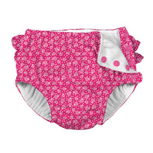 Load image into Gallery viewer, Mix &amp; Match Ruffle Snap Reusable Absorbent Swimsuit Diaper-Fuchsia Cabana Geo