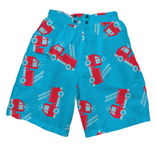 Load image into Gallery viewer, Mod Ultimate Swim Diaper Pocket Trunks - Aqua Firetruck