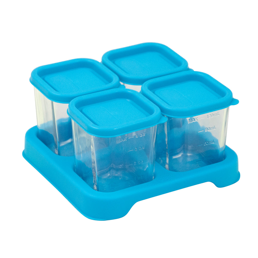 Fresh Baby Food Glass Cubes (4oz/4pk)-Aqua