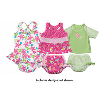 Load image into Gallery viewer, Assorted Print Girls&#39; Swimsuit with Built-in Reusable Absorbent Swim Diaper (3pk)