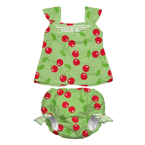 Mod Ultimate Swim Diaper 2pc Tankini Set - Lime Cherry