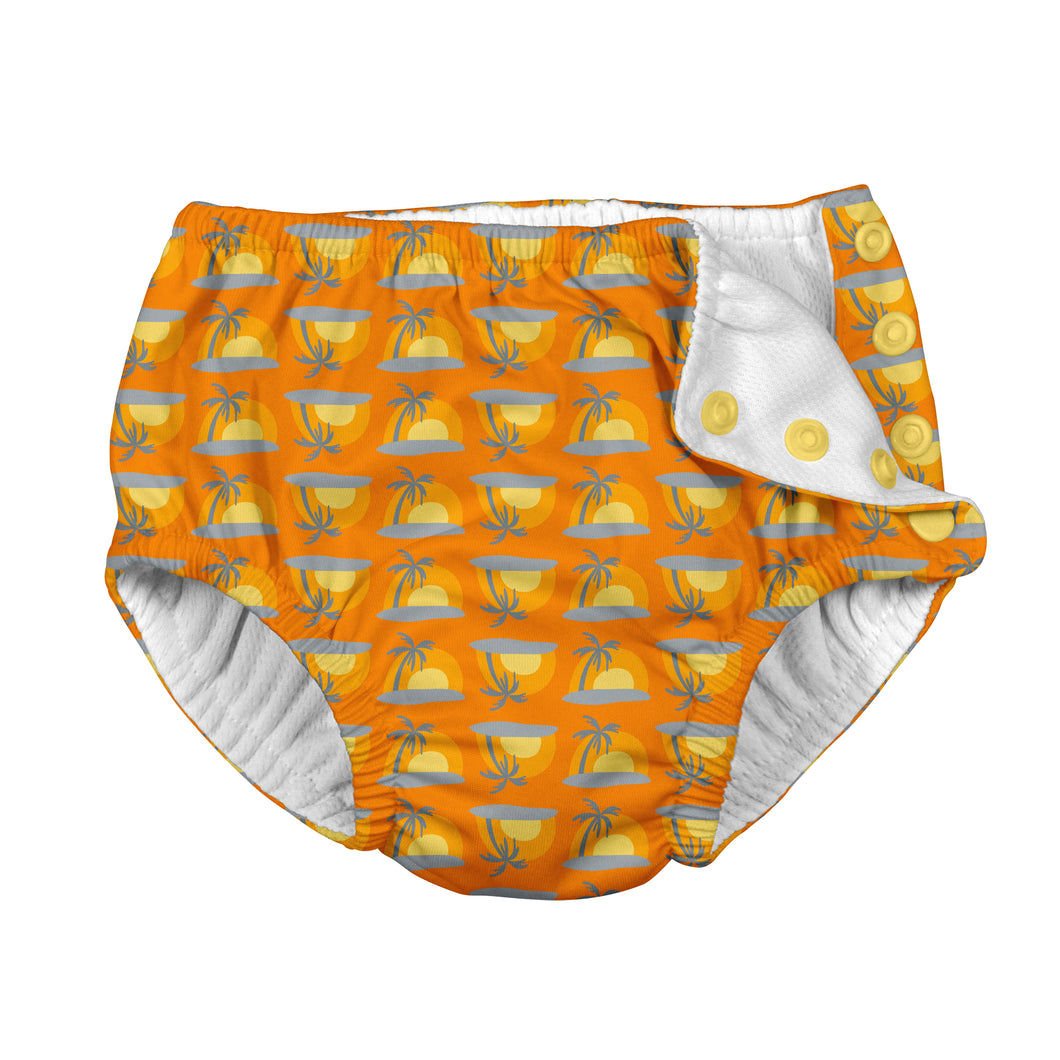 Mix & Match Snap Reusable Absorbent Swimsuit Diaper-Orange Sunset Geo