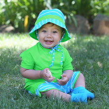 Load image into Gallery viewer, Classic Pocket Board Shorts w/Built-in Reusable Absorbent Swim Diaper-Aqua Stripe