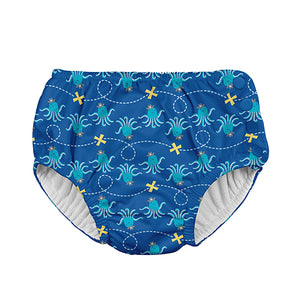 Mix & Match Snap Reusable Absorbent Swimsuit Diaper-Royal Blue Octopus