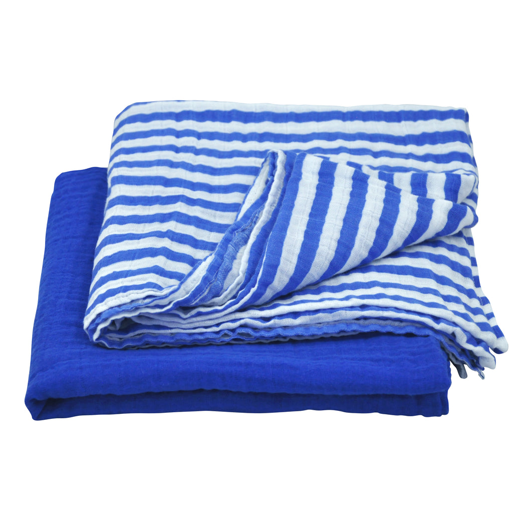 Muslin Swaddle Blanket made from Organic Cotton - Blue
