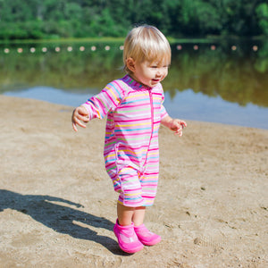 One-piece Swim Sunsuit-Pink Seahorse