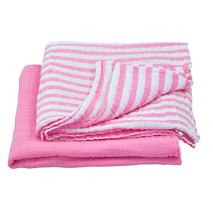 Muslin Swaddle Blanket made from Organic Cotton-Lt Pink Set-44" x 44"