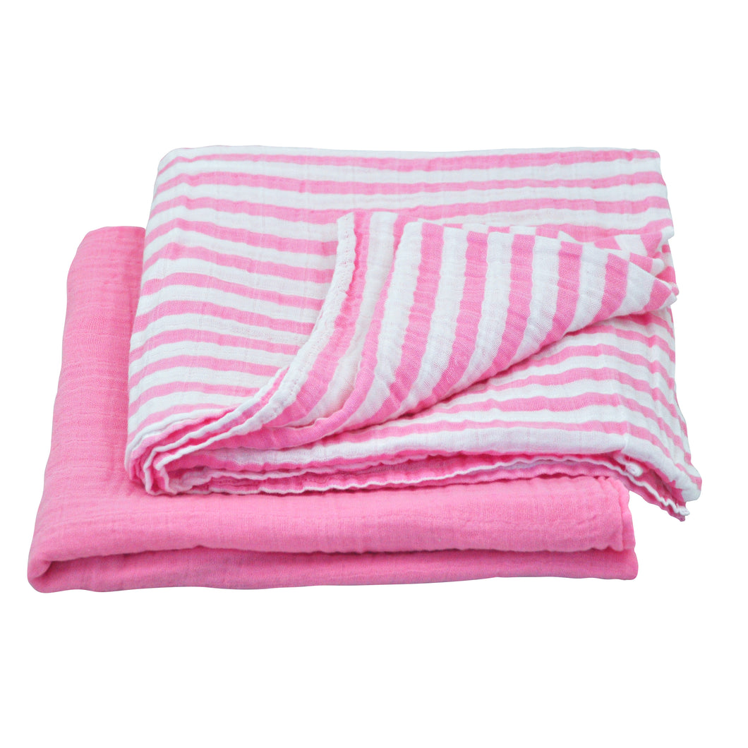 Muslin Swaddle Blanket made from Organic Cotton-Lt Pink Set-44