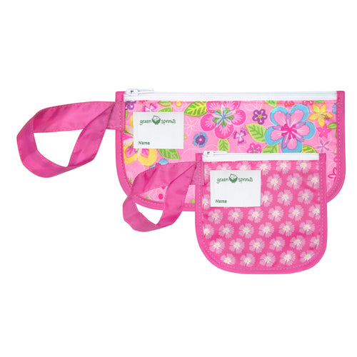 Reusable Snack Bags (2 pack)-Pink Flower Field