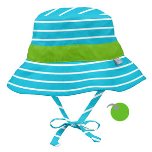 Classic Reversible Bucket Sun Protection Hat-Aqua Stripe