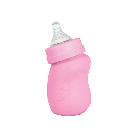 Baby Bottle made from Glass w Silicone Cover-5oz-Pink-0mo+