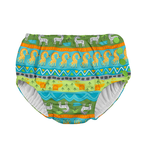 Mix & Match Snap Reusable Absorbent Swimsuit Diaper-Green Safari