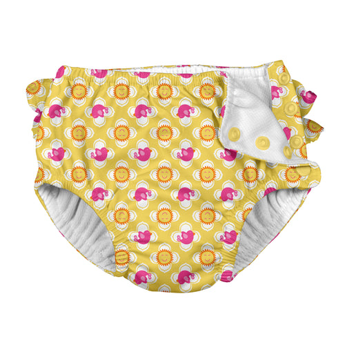 Mix & Match Ruffle Snap Reusable Absorbent Swimsuit Diaper-Yellow Fiesta Geo