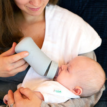 Load image into Gallery viewer, Baby Bottle made from Glass w Silicone Cover-8oz-Aqua-0mo+